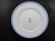 RAYNAUD TROPIC BLUE LUNCHEON PLATE MONOGRAMMED "S" -8 7/8" -0509D