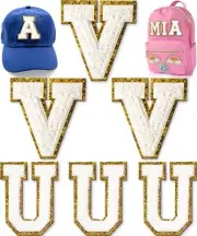 Chenille Letter Patches 6 Pcs Variable Size Letter Patches White Large Iron o...