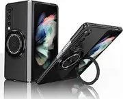 Magnetic Ring Stand for Samsung Galaxy Z Fold 3 Case [Compatible with Mag-Safe] Military Grade Shockproof Z Fold 3 Phone Case Kickstand Protective Cover for Samsung Z Fold 3 5G (Black)