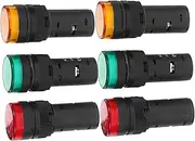 6Pcs LED Power Indicator Lamps Green Red Yellow Panel Mount Signal Lights for Automotive and Equipment Energy Efficient Design Easy Installation