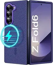 [BENTOBEN] Carbon Fiber for Samsung Galaxy Z Fold 6 Case, Galaxy Z Fold6 Magnetic Case[Compatible with Mag Safe] Slim Fit Smooth Shockproof Women Men Protective Cover for Samsung Z Fold6 5G 2024, Purple