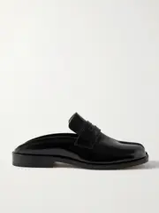 [Maison Margiela] Maison Margiela - Tabi Split-toe Glossed-leather Slippers - Black - IT35 IT 35 Black