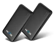 Maxxlee 2x BLACK 10000mAh Power Bank Dual USB External Portable Battery Charger iPhone Android Mobile