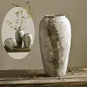 [Denique] Rustic Ceramic Flower Vase, Vintage Tall Floor Vase Farmhouse Decor, Large Vases for Living Room Entryway Table Centerpiece Decor, Terracotta Vases Pottery Clay Vase(C-35cm)