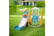 Keezi Kids Slide Swing Set Basketball Outdoor Toys Adjustable Height 140cm Green