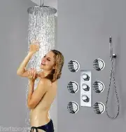 Luxury Bathroom Shower Set LED 16" Rain Shower Head Set Body Massage Spray Jets