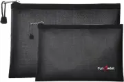 Fireproof Safe Money Document Bags - 2 Pack 13.4" X 9.8" and 10.6" X 6.7" Waterp