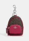 COACH Mini Court Backpack Bag Charm Signature Canvas leather Brown/Bright Violet