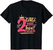 [X.Style] Kids Little Miss Two Much 2nd Birthday Girl Second Bday Toddler ds1180 T-Shirt (S) Black