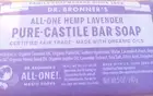 Dr Bronner's Hemp Lavender Pure-Castile Bar Soap Organic 5 Oz