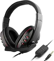 3.5mm Wired Gaming Headphones Over Ear Game Headset Noise Canceling Earphone with Microphone Volume Control for PC Laptop Smart Phone Black & Red
