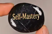 *SELF-MASTERY* SARDONYX 4.5cm 20g Word Stone Palm Healing Strength Protection