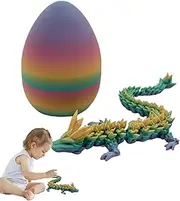 Xasbseulk 3D Dragon Egg,3D Printed Crystal Dragon in Egg - Flexible 3D Dragon Egg with Dragon Inside, Mystery Dragon Egg, Eggs with Toys Inside for Kids