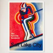 Galrie Vintage Ski Poster of Salt Lake City Utah Classic American Art Décor, White Frame, 50 x 70cm (20 x 28inch)