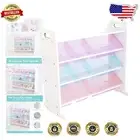 Sturdy Unicorn Toy Organizer with 9 Bins & Multi-Tiered Shelf for Kids