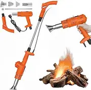 3 in 1 Electric Weed Burner, Hot air Gun with 5 Replacement Nozzles, Garden Weeder Tool for Flame Weeding, Roofing, Melting Ice, Air Flow 500 L/min Orange Color