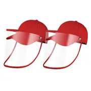 2X Outdoor Protection Hat Anti-Fog Pollution Dust Saliva Protective Cap Full Face Shield Cover Kids Red