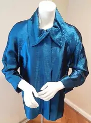 NWT Chico's Fabulous Lustrous Shine Sindy Jacket- Teal Shimmer / size 1