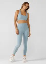 [Lorna Jane] Hi-Fold Lotus No Chafe Aloe Vera Ankle Biter Leggings in Blue, Size - Small S Voyage Blue