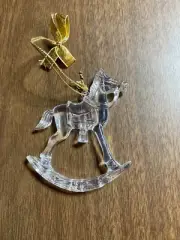 Vintage Acrylic Lucite Rocking Horse Christmas Ornament 3"
