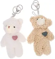 [Minkissy] Cute and Fluffy Bear Keychains Keychain Ring for Women Aesthetic Bag Charms Decorative Accessory