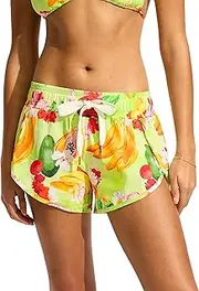 [Seafolly] Women's Printed Short Length Boardshort with Elastic Waist