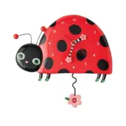 Allen Designs Dotty The Smiling Ladybug Sculpted Pendulum Wall Clock, 8.07 In...
