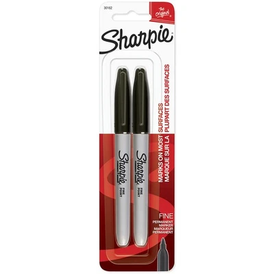 Sharpie Permanent Markers Black Fine Point 2 Count Pack Of 1 Quick Drying Ink