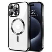 For Apple iPhone 16e MagSafe Magnetic Case with HaloLock Shockproof Protective Electroplating Clear Cover (Black)