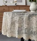 Warm Home Designs 60 X 84 Lace Tablecloth. Golden Linen Oval Tablecloth with Eng