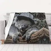 Luxurious Sleeping Koala Cap Blanket Versatile Blanket Sofa Throw for Bed Warm Flannel Blanket Couch Throw