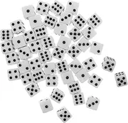 GARIOUANS 50pcs White Dice Set Rounded Dice with Black Pips for Board Games Parties Ktv and Entertainment Venues Long and Elegant Design