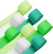 8 Pack Green White Crepe Paper Streamers Rolls, 656ft Party Streamers for Birthd