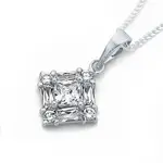 Silver Square Cubic Zirconia Pendant in Clear