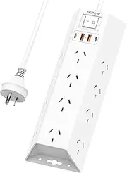 12 Wide Outlets Power Board, Powerboard with 4 USB (2 USB C), 900J Surge Protector, Power Strip with 2 M Extension Cord, Wall-Mountable Plug Extension Socket for Home & Office