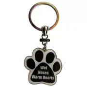 Paw Print Key Chain Fob Wet Noses, Warm Heart