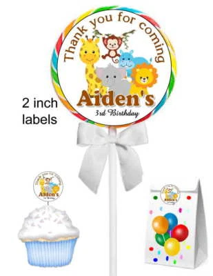 20 JUNGLE SAFARI BIRTHDAY PARTY FAVORS STICKERS LABELS FOR YOUR PARTY FAVORS