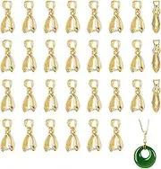 NICENEEDED 30 Pcs Pendant Pinch Bails, 18K Gold Plated Snap on Bails, Dangle Charms Clasps Bead Pendant Connector Pinch Bail Clasp Dangle Findings for Pendants Necklace Jewelry DIY Craft Making