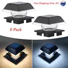 8XFor 4X4/5X5/6X6 Wooden /Viny Garden Fence Adjustable Solar Post Cap LED Lights