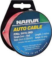 Narva 50 amp Single Core Cable, Red, 3 Metre Length