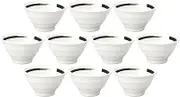 Set of 10, Naruto Kouhiki, 5.5 inches (14 cm) Deep Bowl, Black Brush | Rice Bowl (5.3 x 3.1 inches (13.6 x 7.8 cm), 16.9 fl oz (500 cc)
