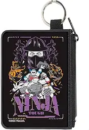 [Buckle-Down] Nickelodeon Zip Around Wallet, Ninja Turtles Ninja Tough Group Pose and Enemies Black Multi, Canvas, Black, X-SMALL, Casual