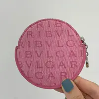 在飛比找蝦皮購物優惠-Vintage Bvlgari 粉色LOGO零錢包