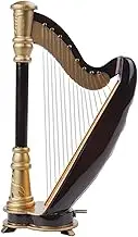 Miniature Harp | Music Instrument Model for Desk | 5.5 Inch Home Decoration Display Ornament for Music Lovers, Table Decor Figure