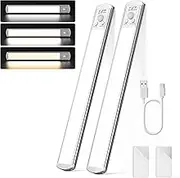 Joyzy 2 Pack Rechargeable Under Cabinet Lighting Battery Operated Closet Light,92 LED Motion Sensor Indoor, Dimmable Kicthen Counter Lights, Wireless Sink Lighting Lamp Shelf Stove Hallway
