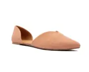 Qupid Zoom 08 Sunkiss Pink Suede Pointed Toe Two Piece D’orsay Ballerina Flats 6