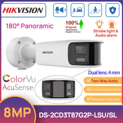 Hikvision DS-2CD3T87G2P-LSU/SL 8MP 180° Panoramic ColorVu POE MIC Bullet Camera