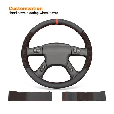 Custom Red Mesh Alcantara Steering Wheel Cover for Chevrolet Silverado 2003-2007