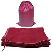 10x Large Home Storage Bag Cheap Plastic Woven Waterproof Sack Clothes Quilt Organizer for Moving House Xmas Christmas Tree Model110 Red Size 110cm L x 75cm W with Pull String