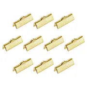 100Pcs Ribbon Crimp Clamp Ends 20mm Cord End Clasp for DIY Craft Gold Tone